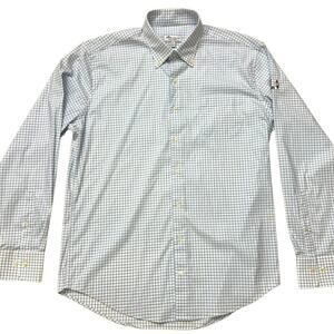 Peter Millar Plaid Check Blue White Shirt With 3m Open Embroidery Sz L